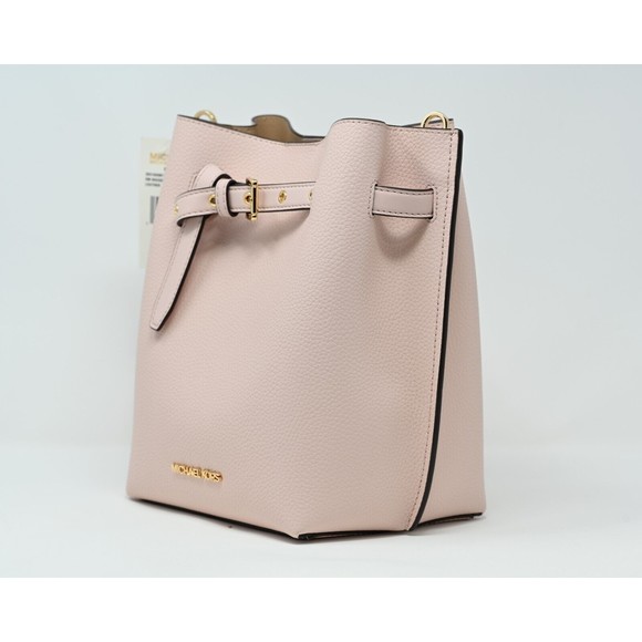 MICHAEL KORS EMILIA Small Bucket Messenger Powder Blush Pink Leather NWT $348 - Picture 2 of 12